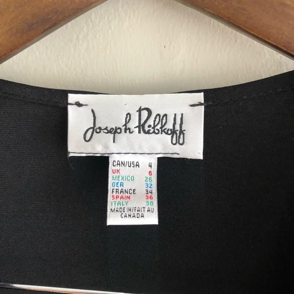 Joseph Ribkoff Vintage Fitted Long Sleeve Zipper V Neck Bodycon Mini Dress Black - Picture 4 of 9